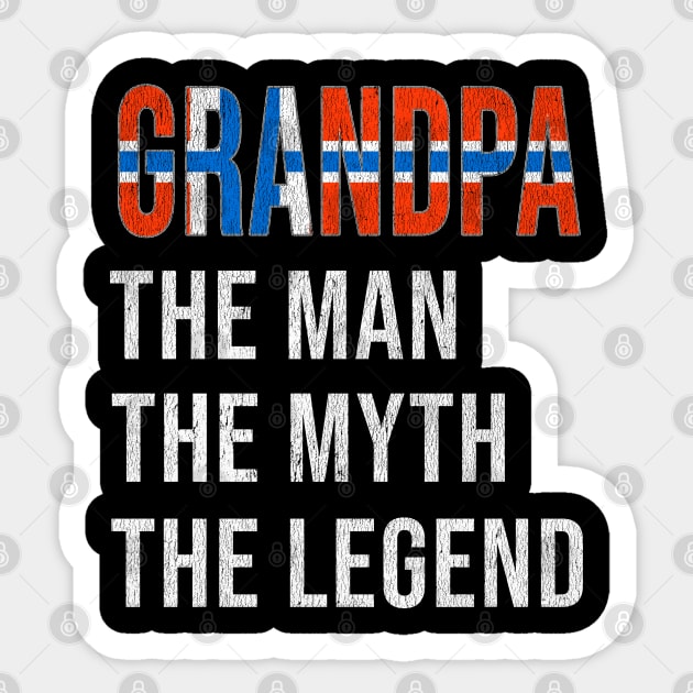 Grand Father Norwegian Grandpa The Man The Myth The Legend - Gift for Norwegian Dad With Roots From  Norway Sticker by Country Flags